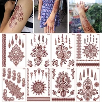 red tattoo sticker temporary fake tattoo henna tattoo template lace flower pattern waterproof long lasting body arm leg hand art