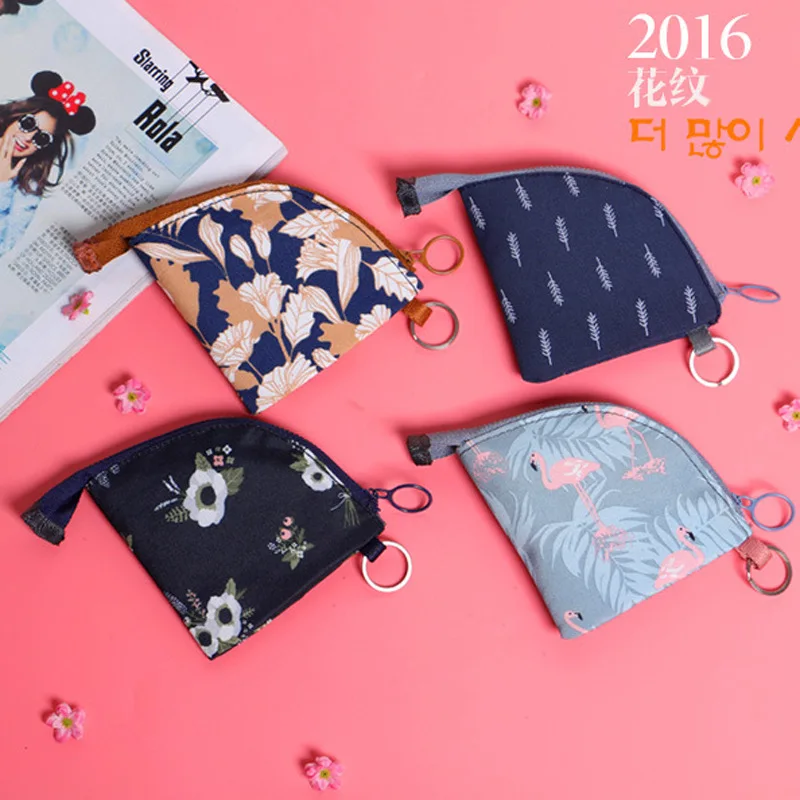 

Women Cartoon Floral Coin Purse Travel Zipper Square Coin Bag Pouch Children's Small Wallet Flamingo Cactus Striped Change Purse