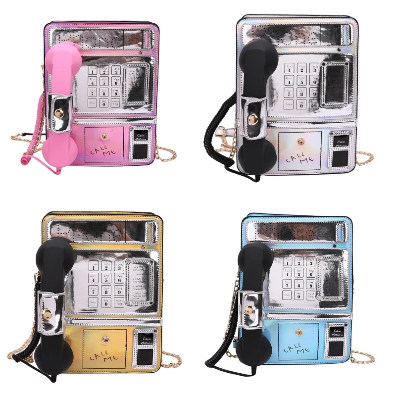 

Retro Simulated Public Phone Chain Women Shoulder Bags Money Clutch Bags Wedding Evening Dinner Handbags Fashion Crossbody Purse