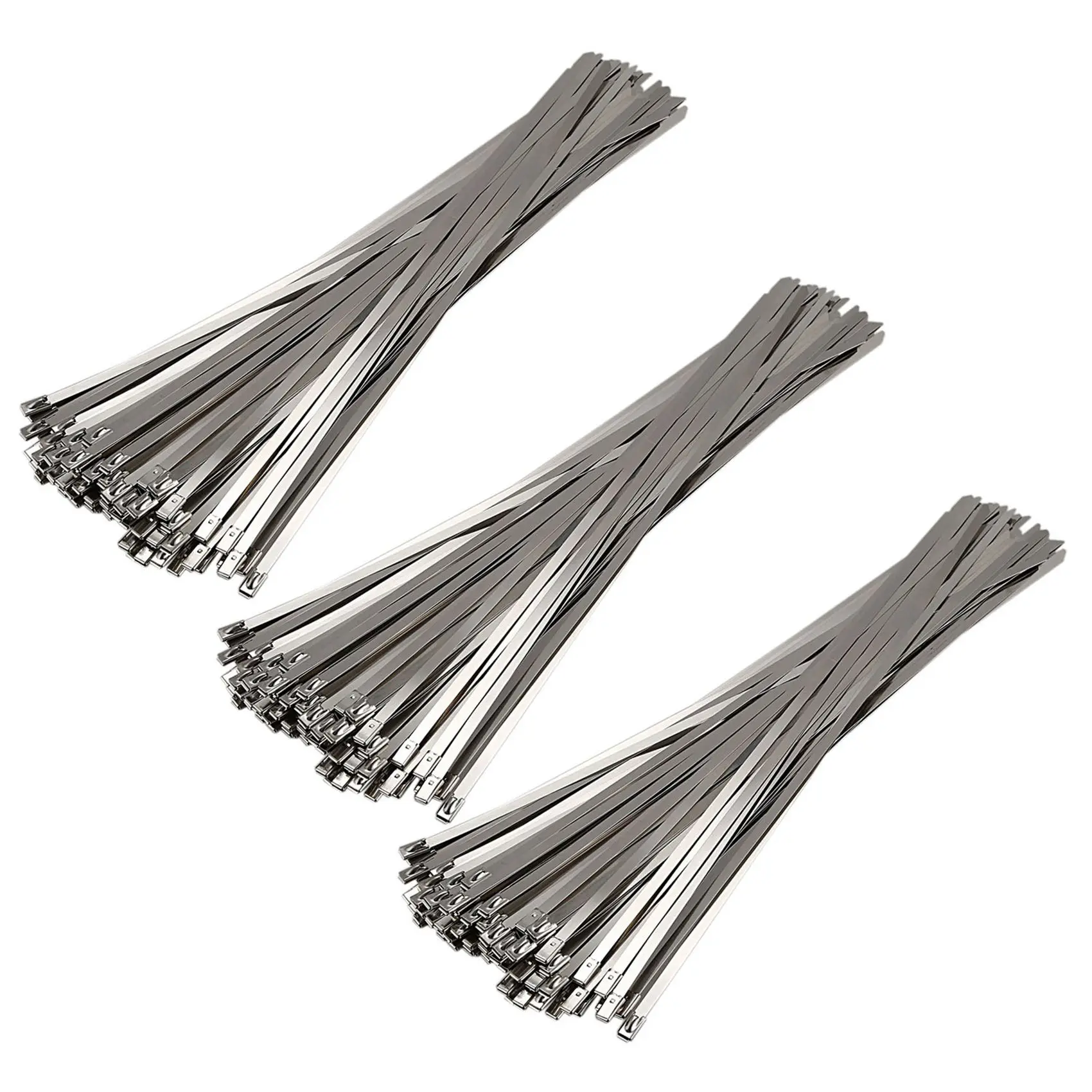 

300Pcs Stainless Steel Locking Cable Zip Ties Silver (4.6X300mm)