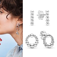 100 s925 %d1%81%d0%b5%d1%80%d1%8c%d0%b3%d0%b8 silver simple polished wish with beads pan earrings for women wedding gift fashion jewelry