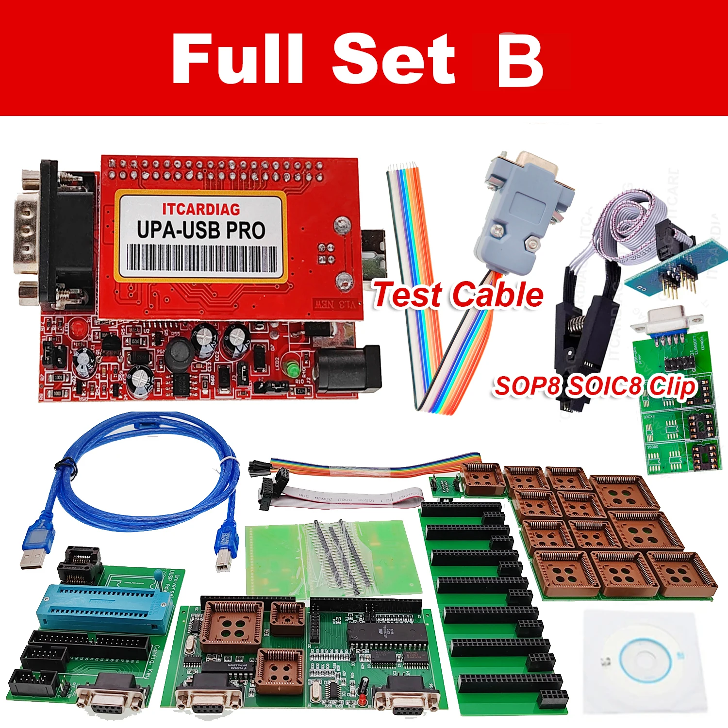 2026 UPA USB PRO V1.3 с тестовым кабелем SN:050D5A5B Настройка чипа ECU с полным сценарием 350 МБ UPA USB-программатора Полный адаптер Eeprom