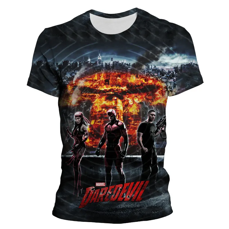 Мужская летняя футболка Marvel Daredevil 3D Печатный Классный женский стиль Harajuku модная