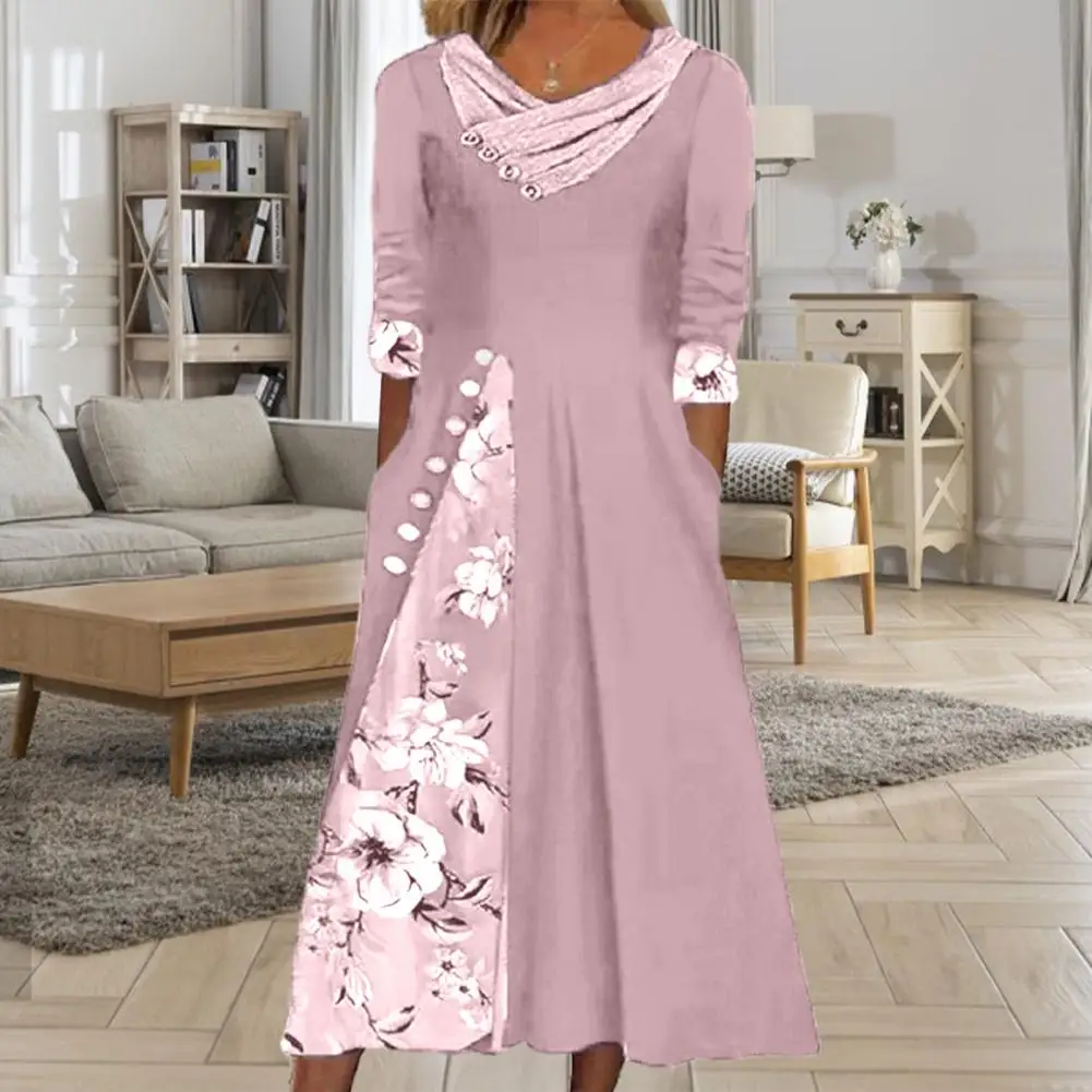 

Популярное пляжное платье с коротким рукавом и широким подолом, летнее облегающее Макси-Платье с принтом