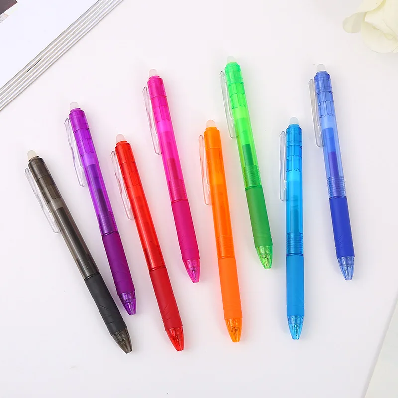 

8 Colors 0.7mm Press Erasable Gel Pens Set Retractable Erasable Ballpoint pen Refill Rod Gel Ink Stationery Washable Handle Rod