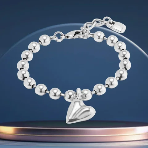 Серебряный сердечный браслет