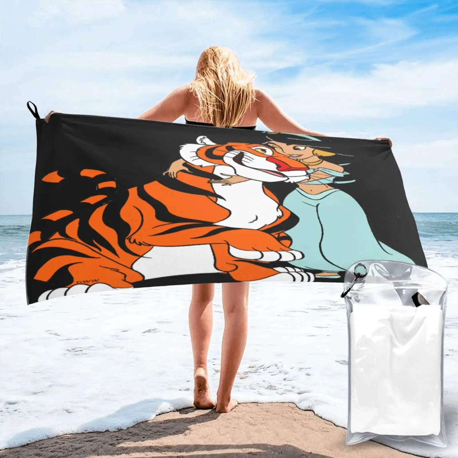

Princess Jasmine Raja Tiger Group Beach Towel Beach Cover Kitchen Towel Bath Towels For The Beach Sauna Sauna Microfiber Towel