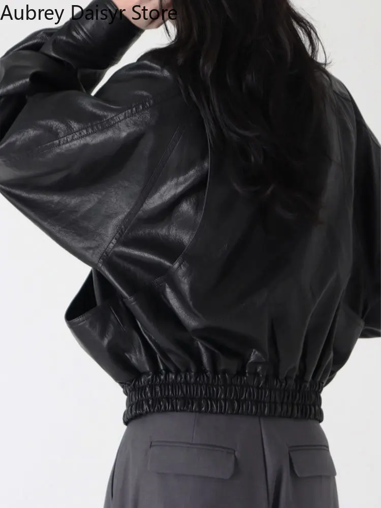 Streetwear Zipper Leather Jacket Women Winter Warm Fashion Loose Moto Biker Leather Jacket Outwear Soft Faux Leather Coats Women