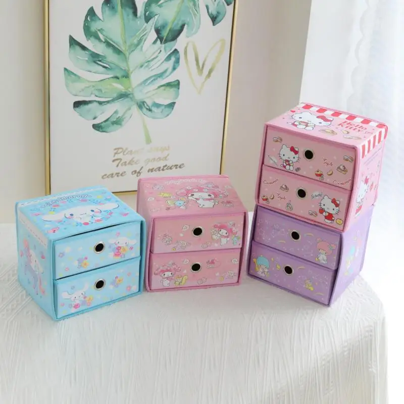 

Kawaii Sanrio Anime Cinnamoroll Cute Hello Kitty Little Twin Star My Melody Girly Heart Cartoon Office Storage Box Toy for Girls