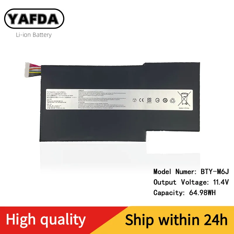 YAFDA BTY-M6J Аккумулятор для ноутбука MSI GS63VR GS73VR 6RF-001US BTY-U6J 9N793J200 BP-16K1-31 11 4 V 64.98Wh |