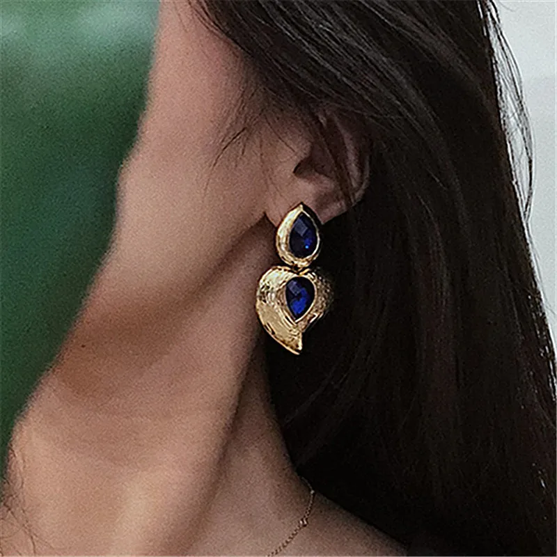 Винтажные зеленые двойные стразы, Подвесные серьги-капли для женщин 2022, богемные геометрические аксессуары, подарок