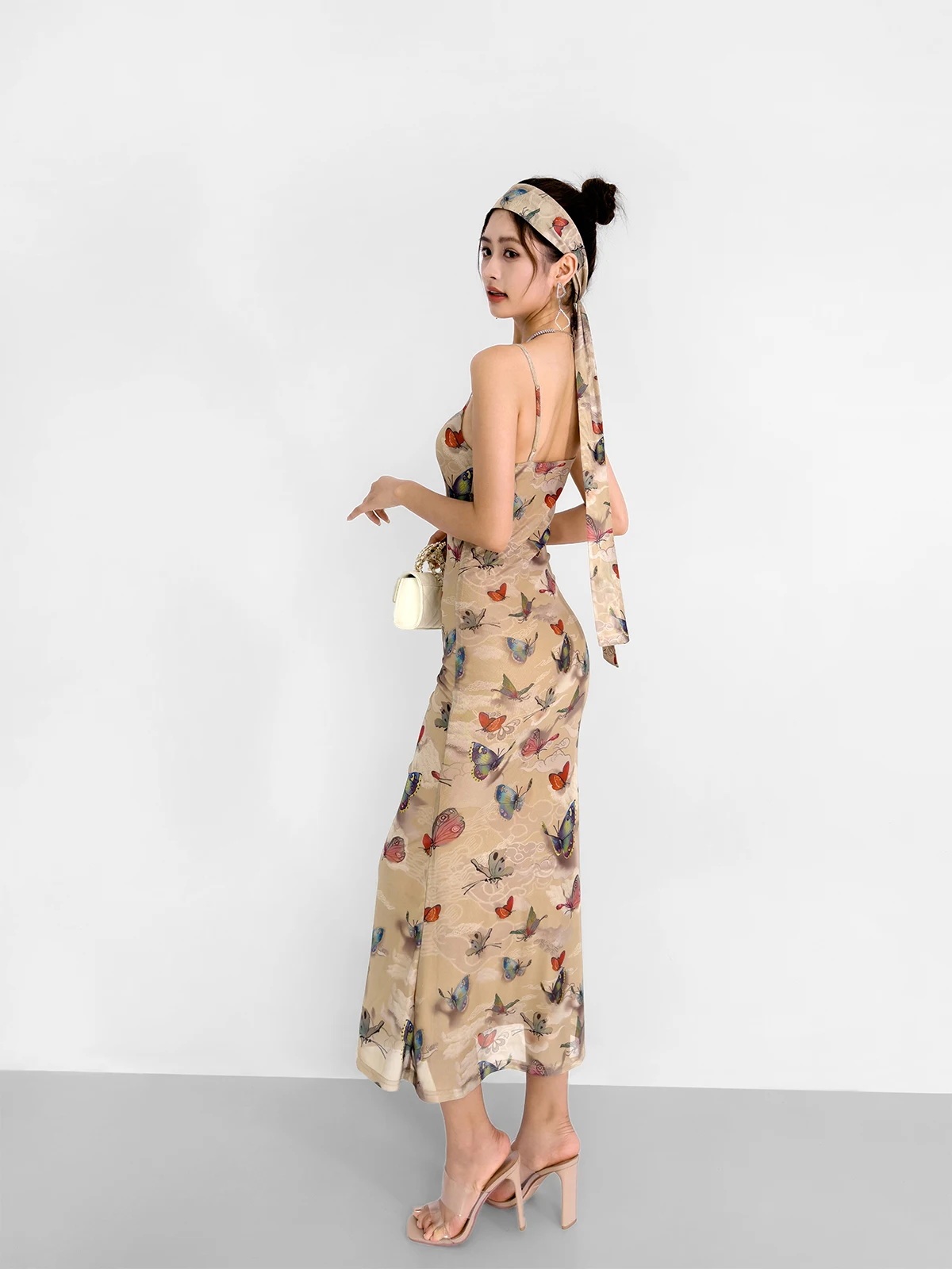 Женское Сетчатое платье рыбий хвост длинное в китайском стиле ретро с высокой