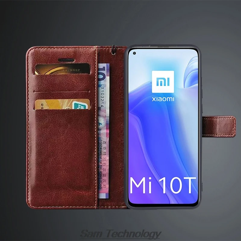 Фото Чехол-держатель для карт для Xiaomi Mi 10T/10T Pro, откидная крышка из искусственной кожи, чехол-бумажник в стиле ретро, чехол для телефона Business Capa Fundas Coque №4