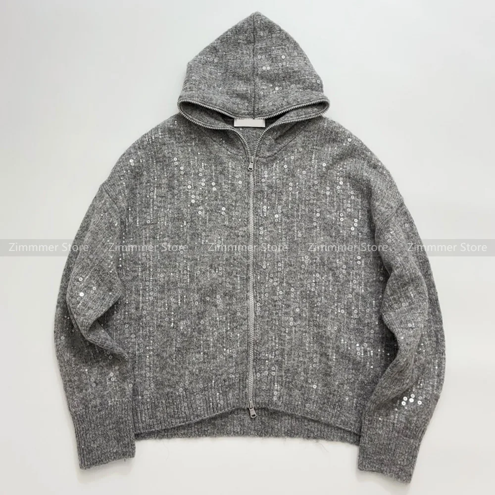 Модный женский осенне-зимний новый тяжелый кашемировый вязаный кардиган с