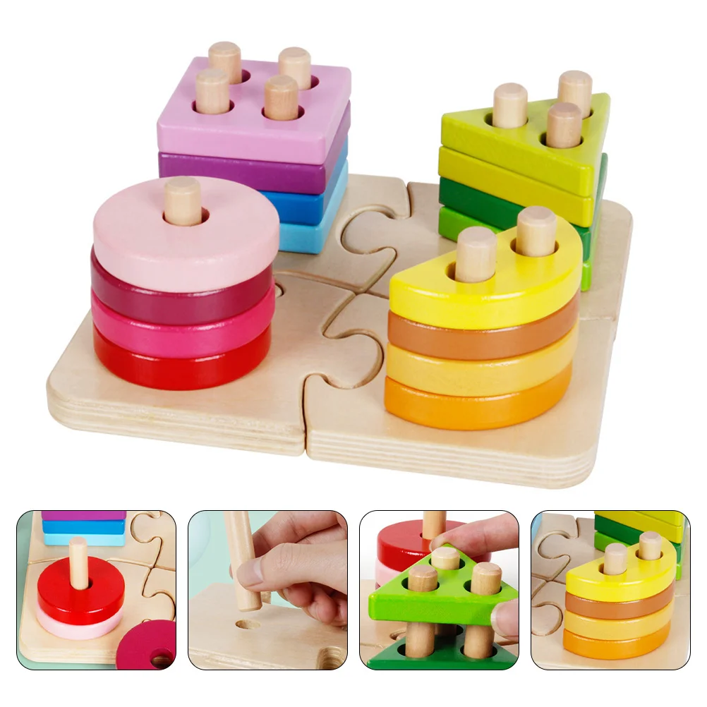 

1 Set of Children Colorful Splicing Plaything Shape Matching Building Blocks