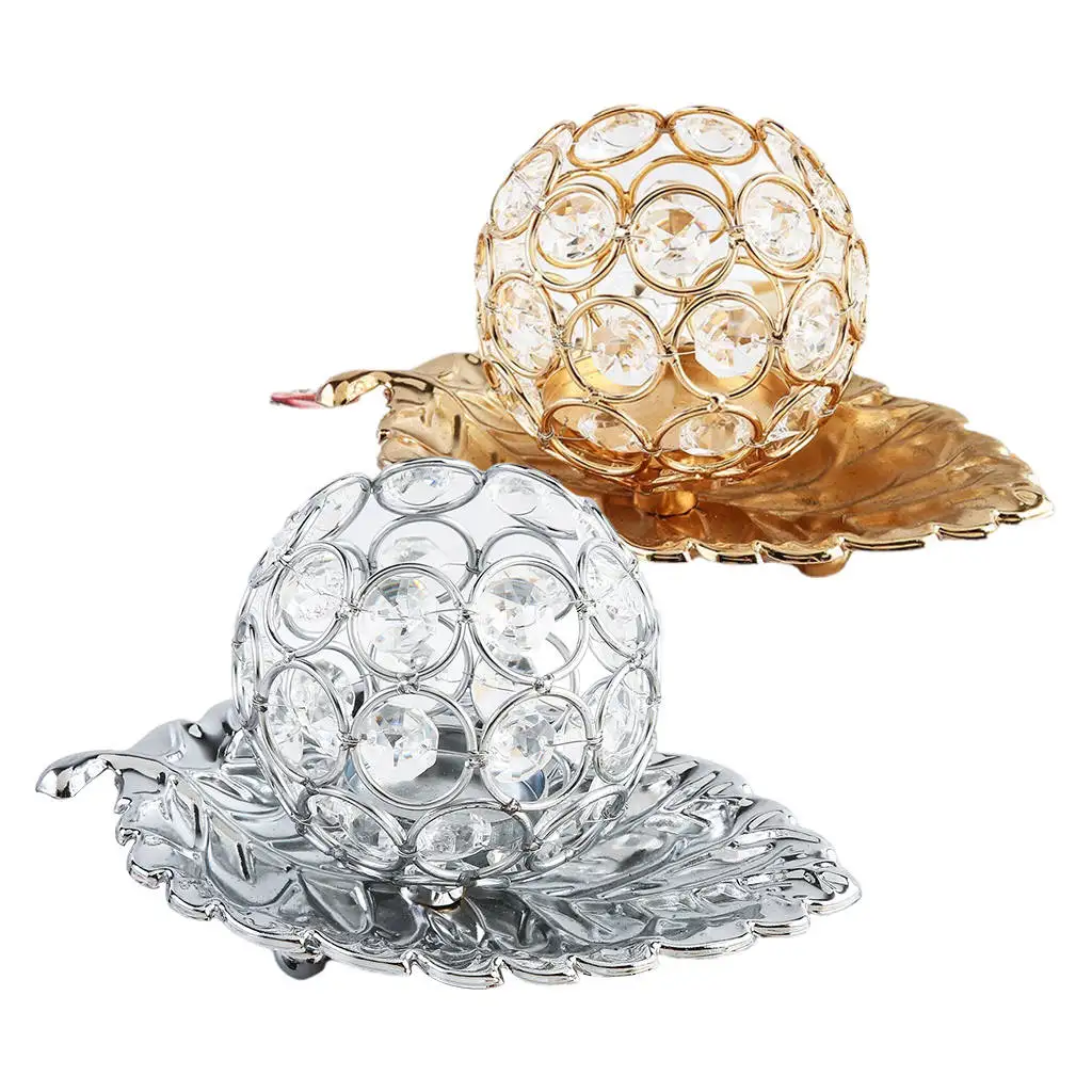 

Art Crystal Candle Holder Tea Light Candlestick Table Centerpiece Desktop Decoration for Housewarming Bedroom Kitchen Dinner