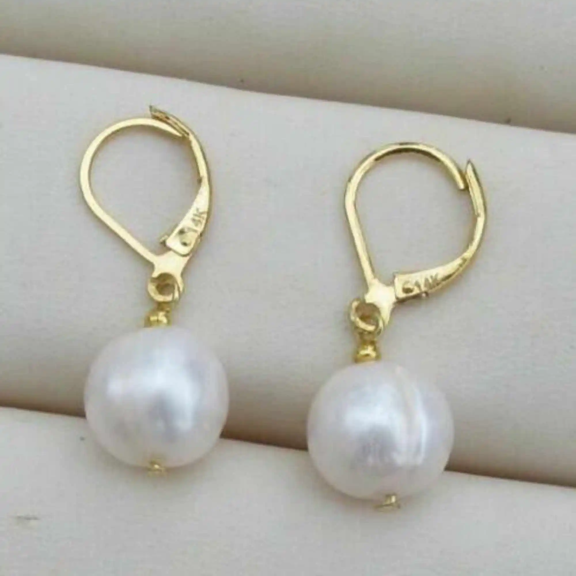 

9-10mm Natural white round Southsea pearl 14K gold earrings Thanksgiving Fashion VALENTINE'S DAY Mother's Day Holiday gifts