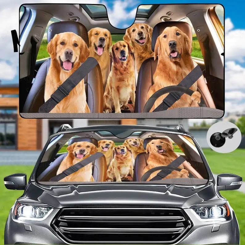

Автомобильный солнцезащитный козырек золотистого ретривера, золотой автомобильный декор, автомобильный солнцезащитный козырек для собаки, автомобильный солнцезащитный козырек, чехол для лобового стекла собаки,