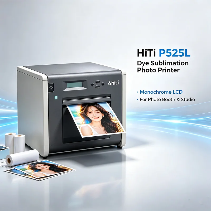 Фото Фотопринтер HiTi P525L с сублимационной печатью, монохромный ЖК-дисплей, простое управление, подходит для фотокабин, студий и коммерческой печати. №1