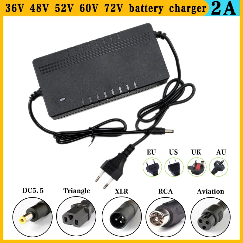 

36V 52V 60V 72V 2A batter charger Output 42V 54.6V 67.2V 84V 2A Charge Lithium Li-ion Li-poly Charger For 10S 13S 16S 20S batter