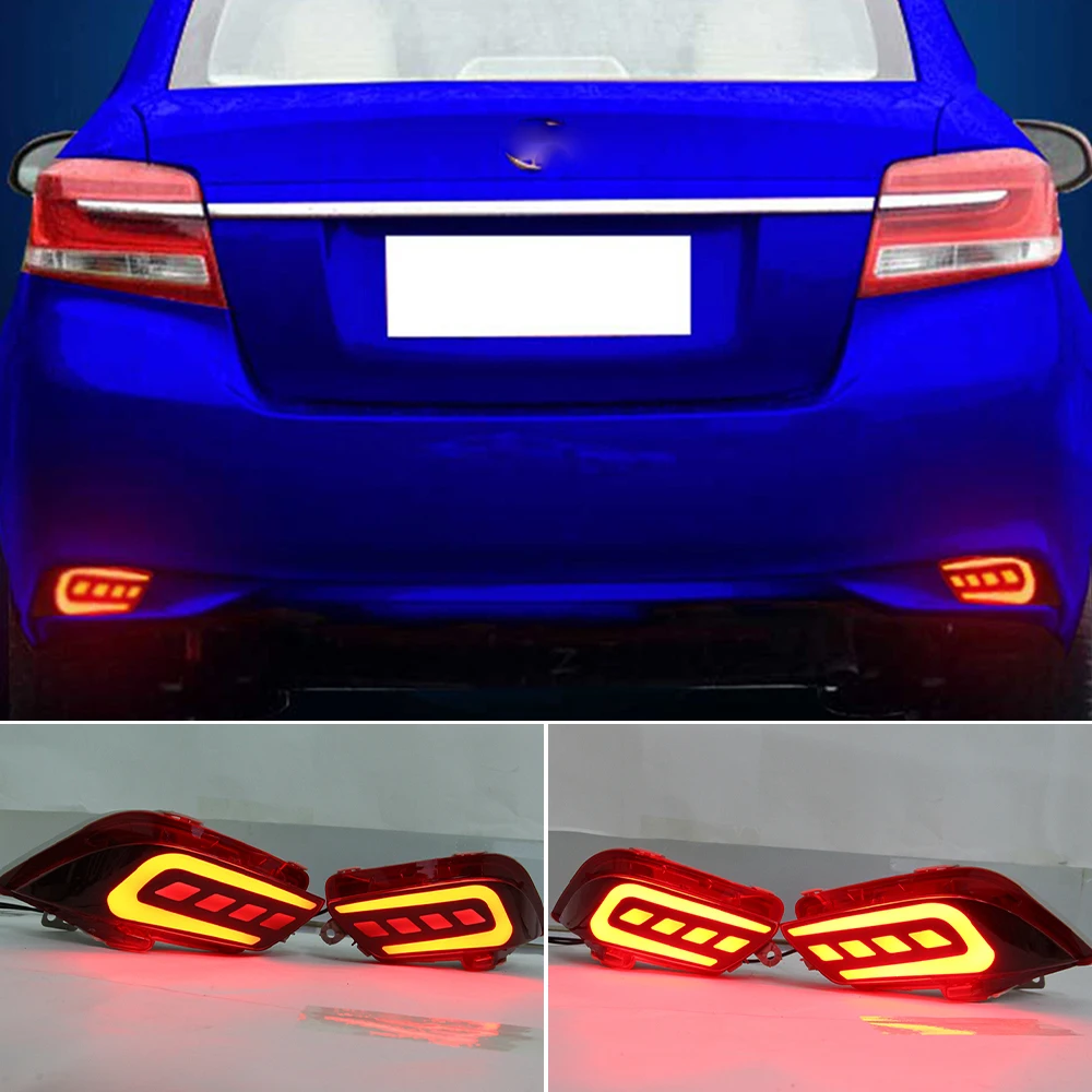 

2Pcs LED Rear Bumper Reflector Fog Lamp For Toyota Vios 2016 2017 2018 Bumper Light Brake Light Warning Light