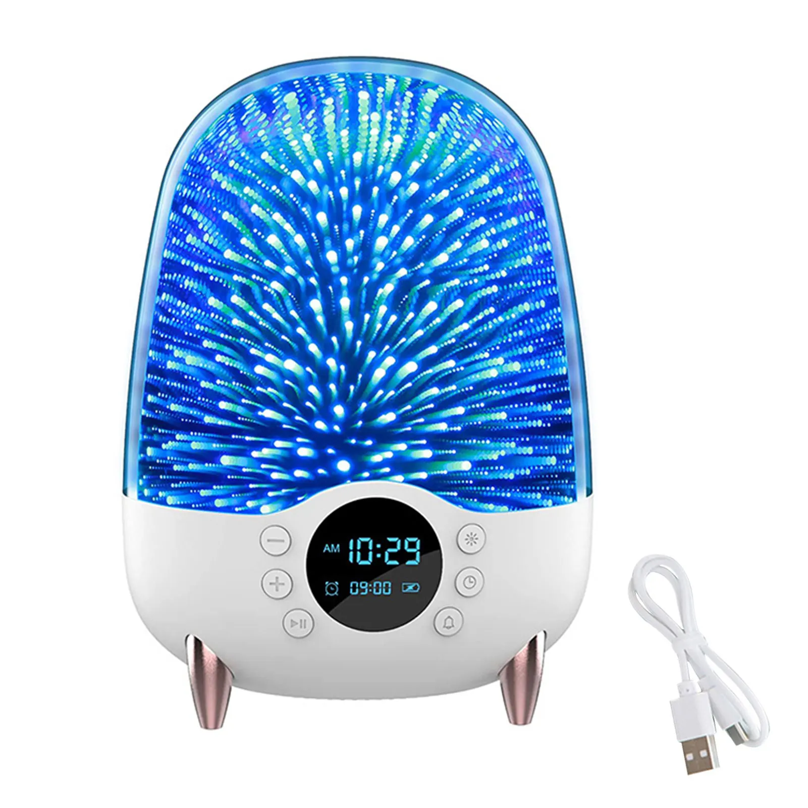 RGB Color Changing Kids Adults Stereo Gift Led Time Display 3D Firework Desk Table Lamp Night Light -compatible Speaker