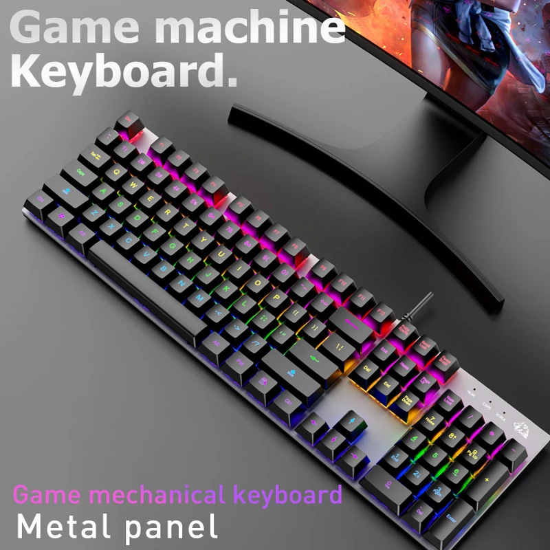 

K1 Mechanical Keyboard 104 Key Blue Switch Red Wired RGB Backlit Gamer Keyboard Wired Gaming Keyborad for Game Laptop PC Keycaps
