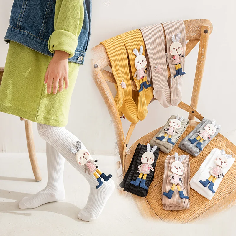 

Baby Girl Tights Cartoon Stockings 3D Rabbit Cute Kids Pantyhose Cotton Autumn Winter Trousers Children Knitted Socks Pants