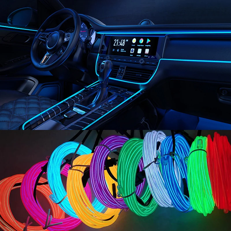

Niscarda 1M/3M/5M Car Interior Ambient LED Strip Light Decoration Garland Wire RopeTube Line Flexible Neon Lamp With USB Drive