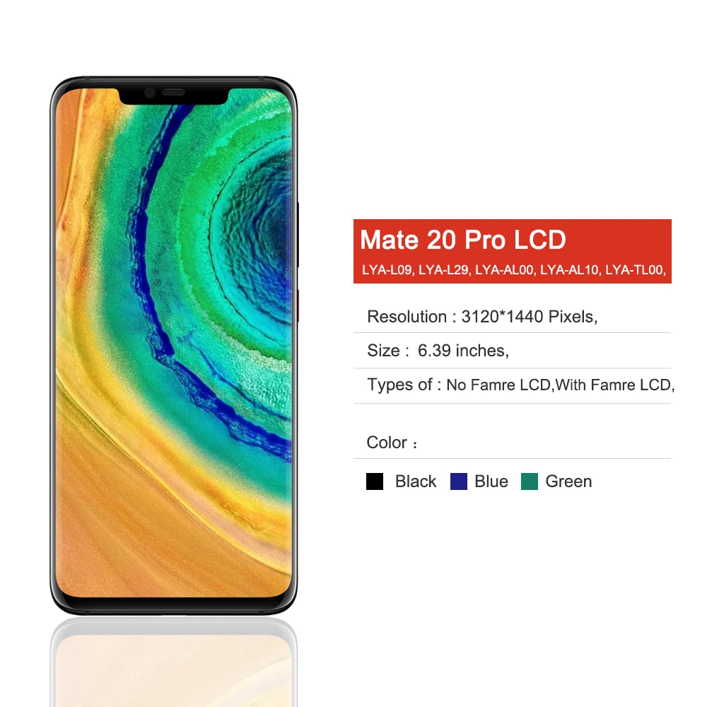 

6,39 "оригинальный Huawei Mate 20 Pro ЖК-дисплей со сканером отпечатков пальцев, LYA-L09,L29,AL00 сенсорный экран дигитайзер в сборе для Mate20Pro