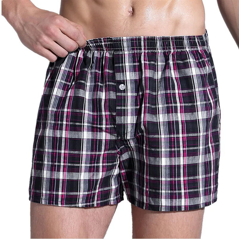 4PCS Mens Underwear Boxers Shorts 100% Cotton Men'S Panties The Plaid Comfortable Arrow Pants Plus Size  Classic Basics Plaid