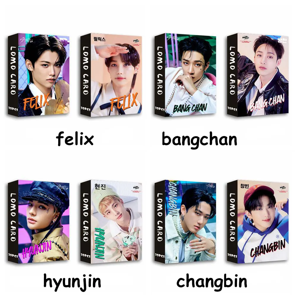 

30 шт./коробка Kpop бродячие Детские ЛОМО карточки набор Felix Bangchan Hyunjin Changbin Фотокарточка фотокарточки соло фото карточки звук новый