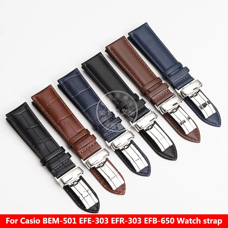 New business style Genuine Leather Watch strap For Casio bem-501/506/307 Efr-303 Efb-650/550 EF-550 Dermis Men Watchband 20 22mm