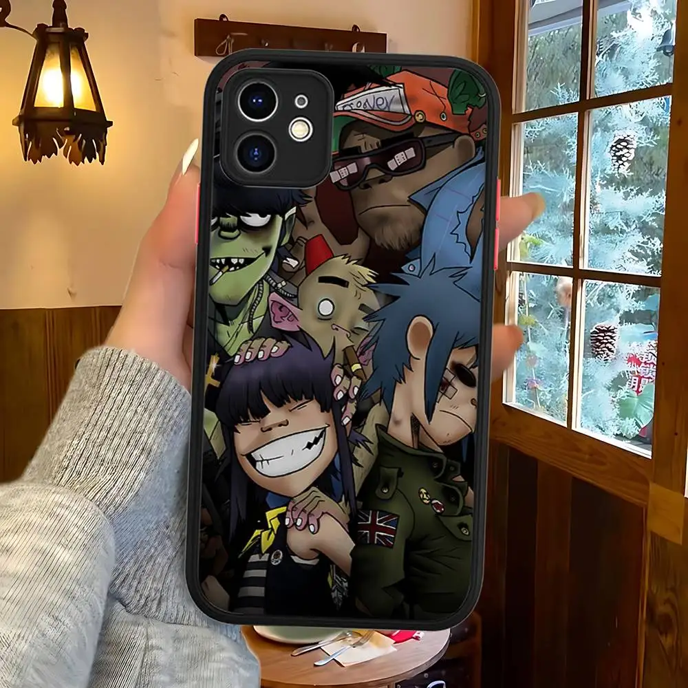 Фото Чехол для телефона Band G-Gorillaz-z для iPhone 16e 16 15 14 13 12 11 Pro Max X XS Max Plus, матовый прозрачный. №5