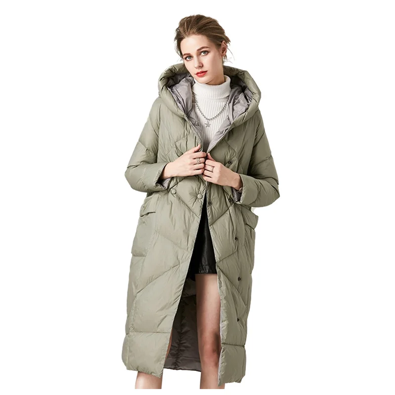 

Down Women's Winter Jacket Coats Flimsy 90 White Duck Down Ultra Long Warm Puffer Jacket Hooded Down Parka Female Outerwear