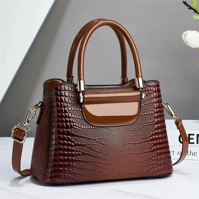 

Crocodile Women's Handbag Vintage Shoulder Bag New Pu Leather Crossbody Bag Men's and Women's Business Bag