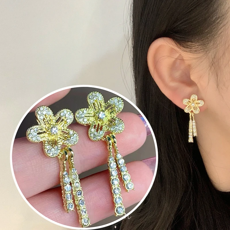 

Женские серьги с цветами из циркония, серьги с блестящими цветами, модные ювелирные украшения в подарок подруге, Новинка