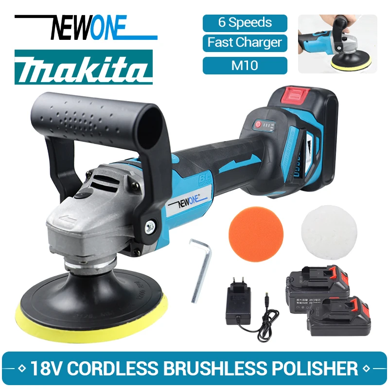 

6 Speeds Adjustment 12000PRM Cordless Brushless Polisher M14 125mm Car Waxing Electric Polishing Machine For 18V Makita Battery