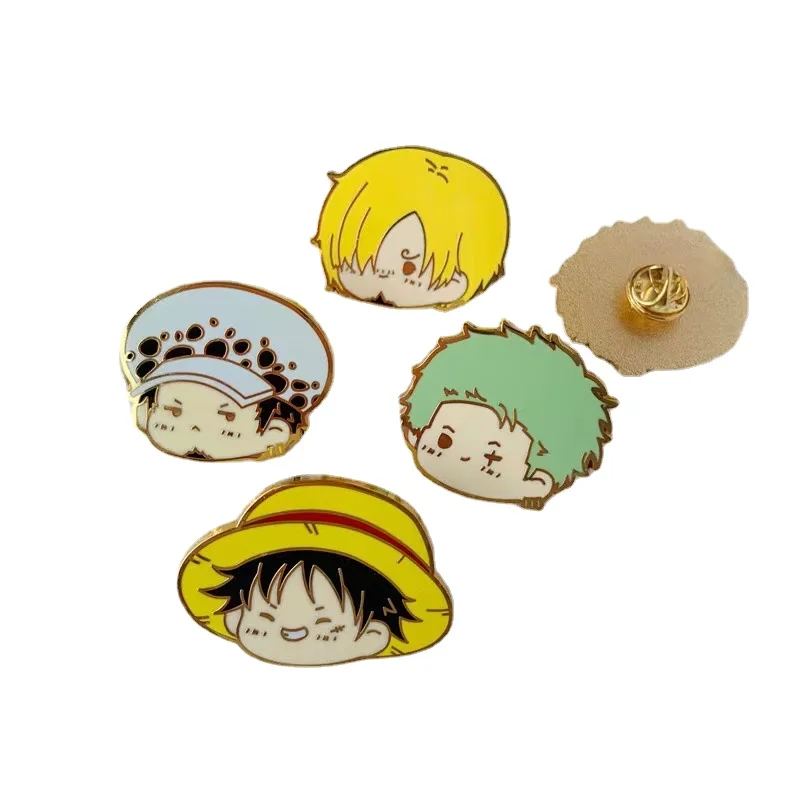 

One Piece Anime Peripheral Metal Badge Luffy Zoro Sanji Imitation Enamel Cute Cartoon Brooch Alloy Chest Emblem Children's Toys