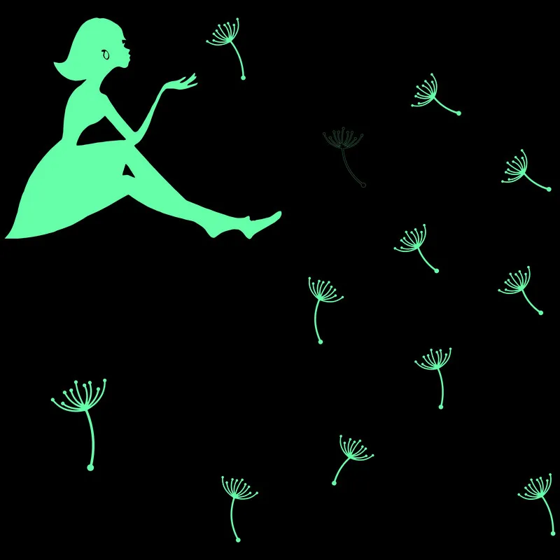 Девушка выдувается Одуванчик светящийся стикер искусственное украшение потолка