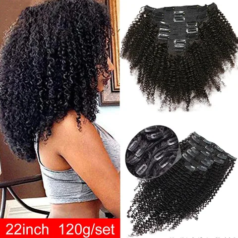 Kinky Curly Clip in Hair Extension Maxine 3C 4A Afro Kinky Curly Clip in Human Hair Extensions Women 120 г/компл. клипсы на всю голову