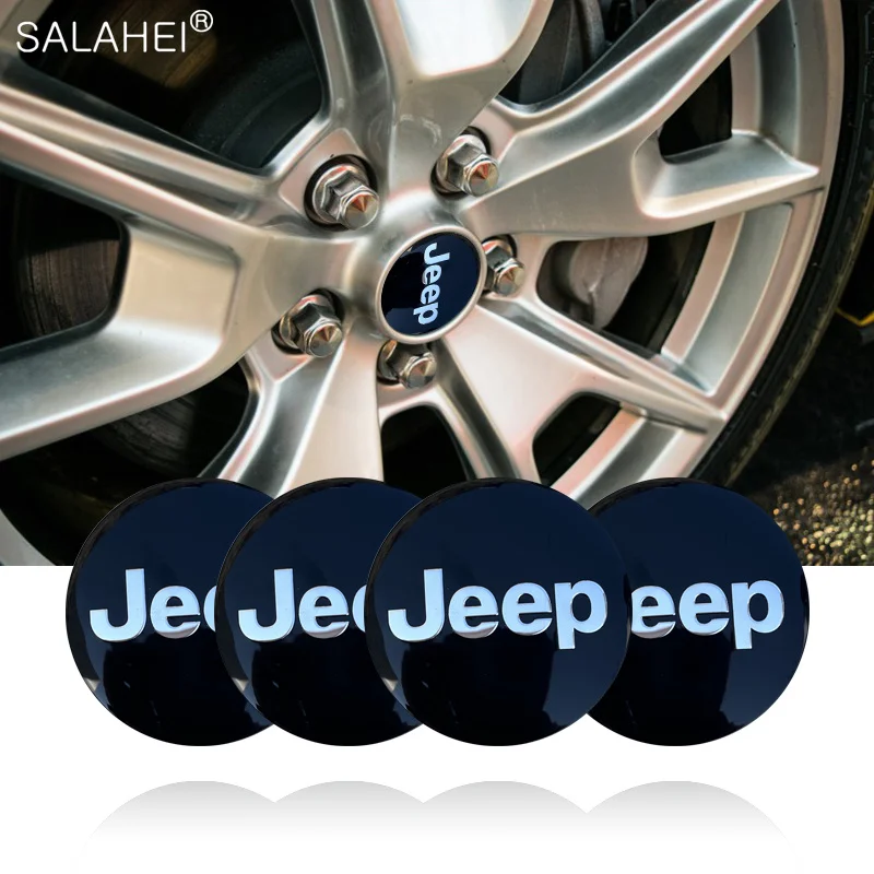 

4Pcs 56mm Car Wheel Center Hub Cap Sticker For Jeep Grand Cherokee Commander Renegade Wrangler Compass Patriot Decal Accessories