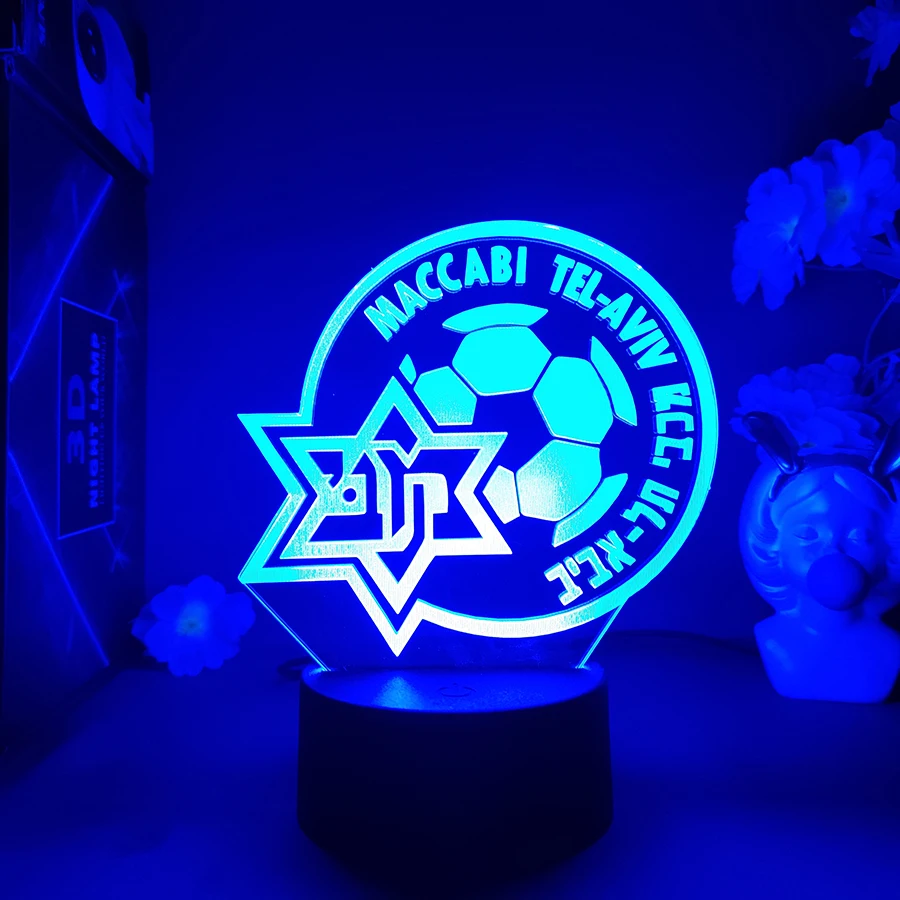 

Maccabi Tel Aviv F.C. 3D LED Lamp for Bedroom Decor Kids Birthday Gift Colorful Football Light LED Night Light Birthday Present