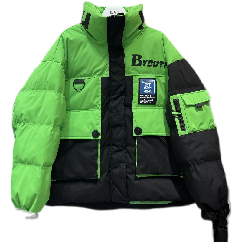 

Женский пуховик с длинным рукавом, теплый белый пуховик с контрастными буквами, повседневный пуховик Паркера, L343, новинка зимнего сезона 2023