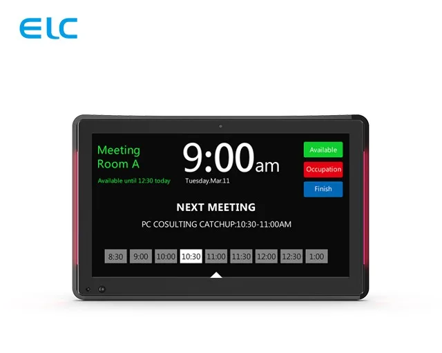 

Wall Mount 10.1 Inch LCD Touch Screen POE Power LED Light Bar Booking System Conference Meeting Room Tablet Android