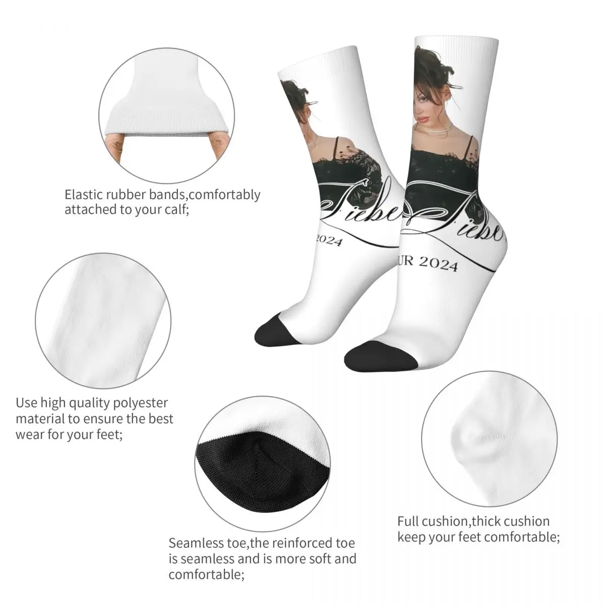 Спортивные носки унисекс в стиле ретро Ayliva Liebe Tour 2024 из полиэстера поглощающие