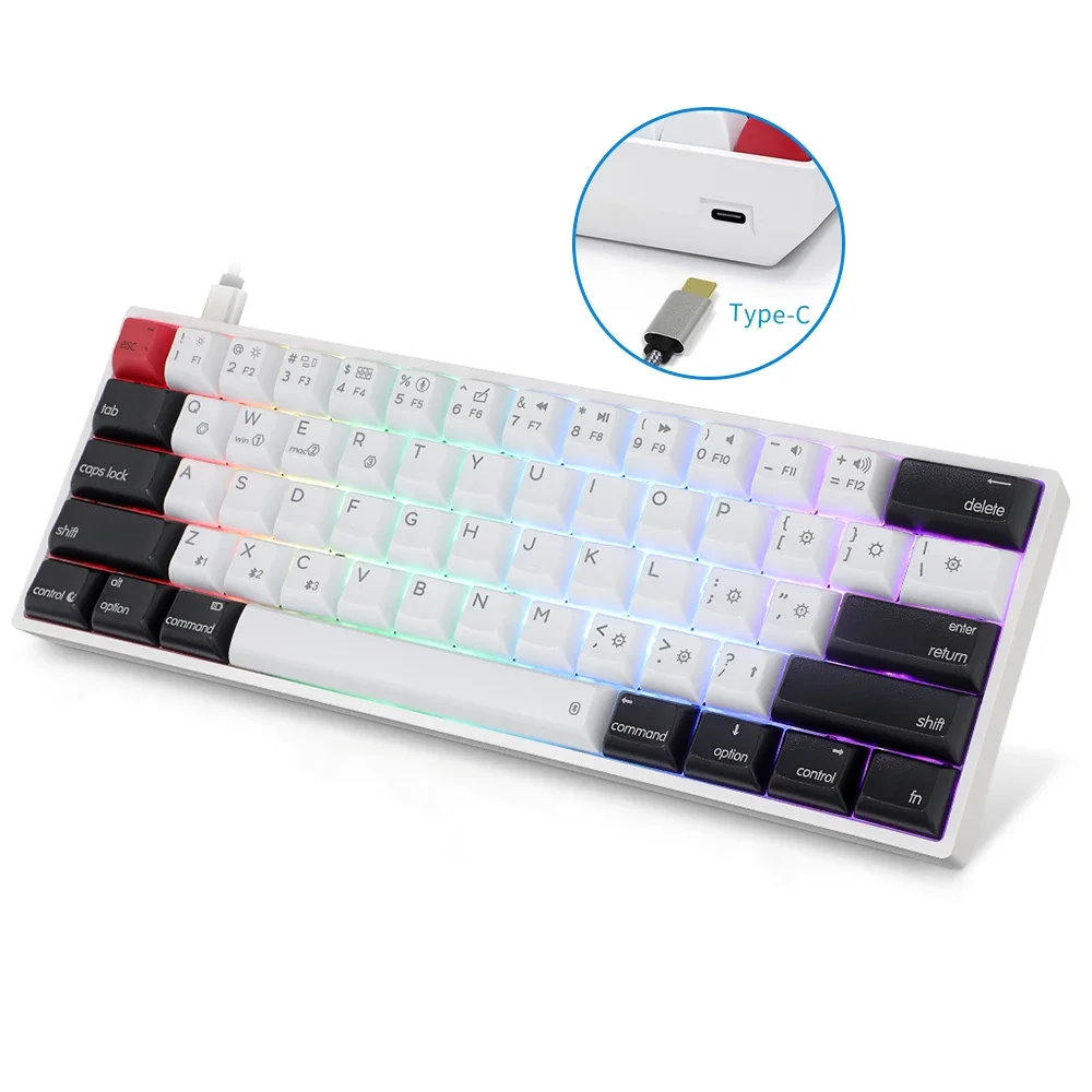 61-клавишная многоцветная RGB-подсветка со светодиодной подсветкой беспроводная