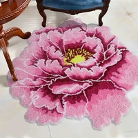 3d peony flower carpet soft non slip flocking area rug red pink green purple blue art floral living room mat home decoration