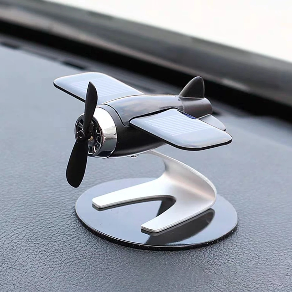 

10.5 X 7 X 9.5cm Car Aromatherapy Car Air Purifier Photovoltaic Solar Drive Aircraft Ornaments Car Dashboard Decoration