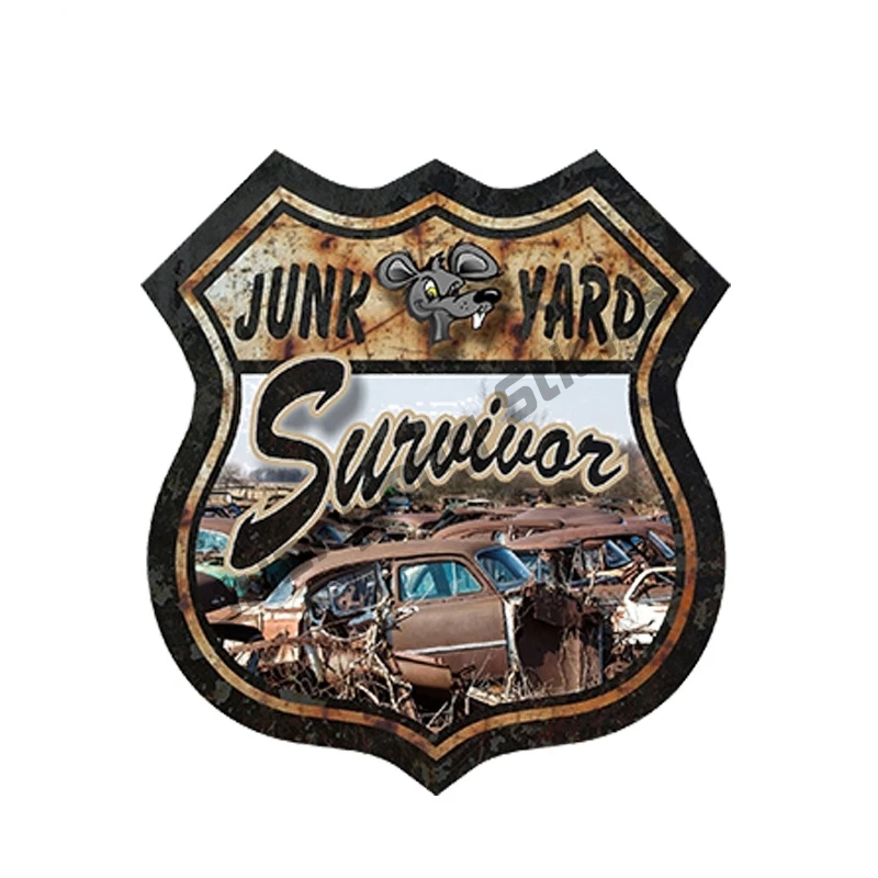 

Route 66 Junk Yard Survivor Decals Car Sticker Car Accessories Rat Hot US Highway Creative Decals Waterproof Decor PVC13x12cm